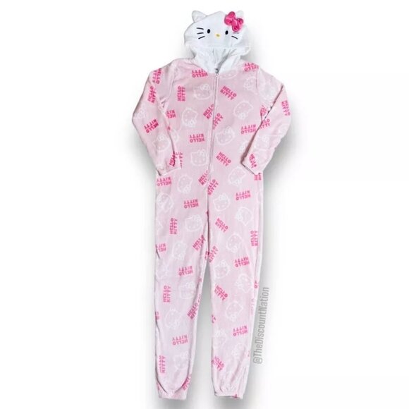 Hello Kitty One-Piece Fleece Pajamas Size Medium Women's - Picture 1 of 5